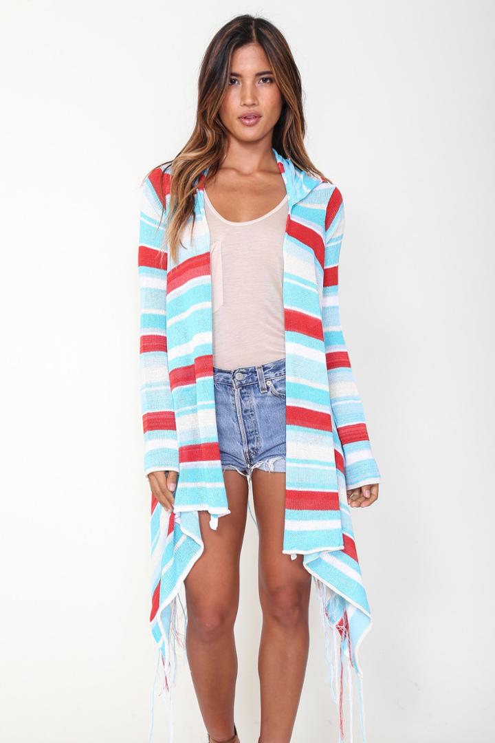 Goddis - Linsey Hooded Wrap W/ Fringe In Mystic Mojave