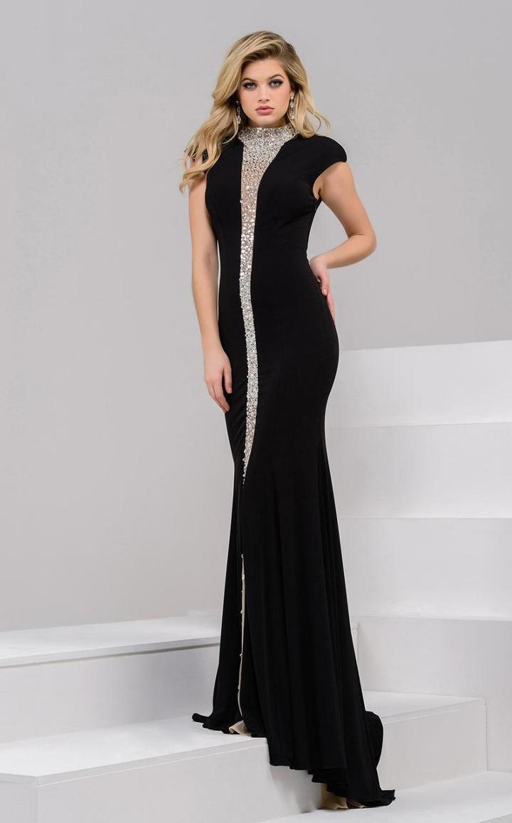 Jovani - 39374 Embellished High Neck Sheath Dress