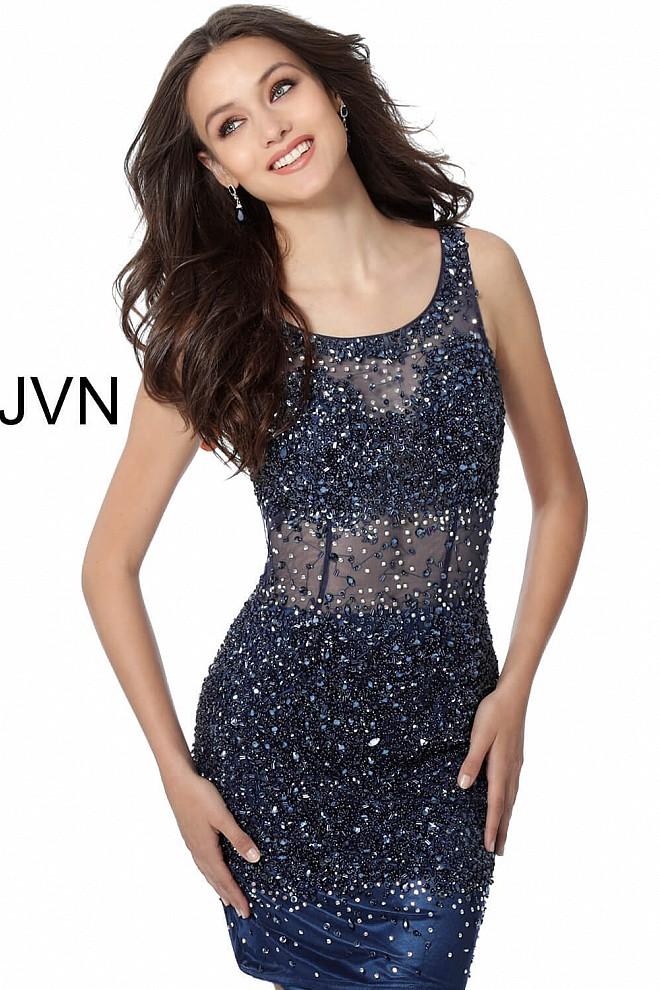 Jovani - Jvn55770 Beaded Sleeveless Scoop Cocktail Dress
