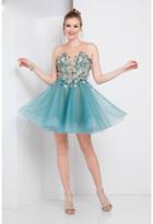 Terani Evening - 1722h4587 Floral Illusion Halter A-line Dress