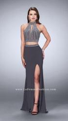 La Femme - Exquisite High Crystal-adorned Long Evening Gown 24521