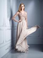 Terani Evening - Embroidered Illusion Bateau Gown M2205w