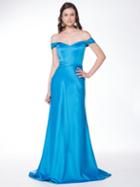 Glow By Colors - G739l Off-shoulder Satin A-line Dress