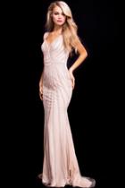 Jovani - 55926 Beaded Plunging V-neck Sheath Gown