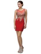 Dancing Queen - Illusion Neckline Sleeveless Short Dress 9219