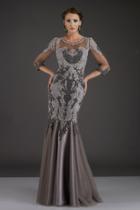 Feriani Couture - 26266 Quarter Length Sleeved Trumpet Gown