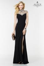 Alyce Paris - 6538 Long Dress In Black Silver
