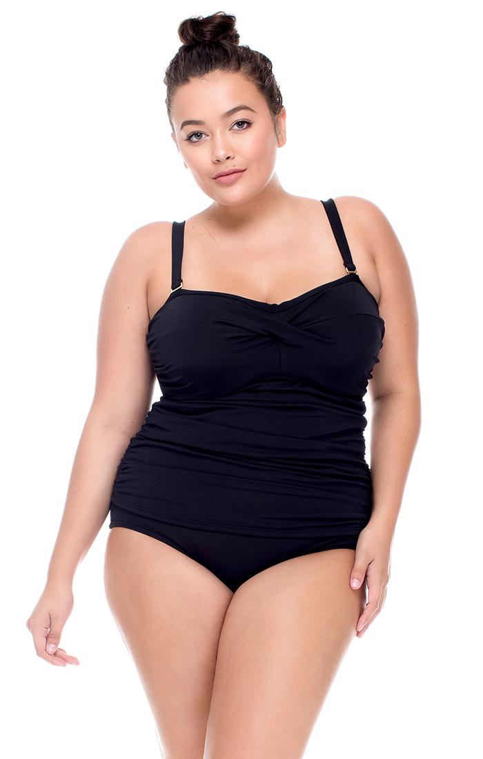 Curve Swimwear - Iconic Twist Tankini Top 395dd/eblck