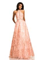 Johnathan Kayne - 8049 Halter Style Embroidered Lace Prom Gown