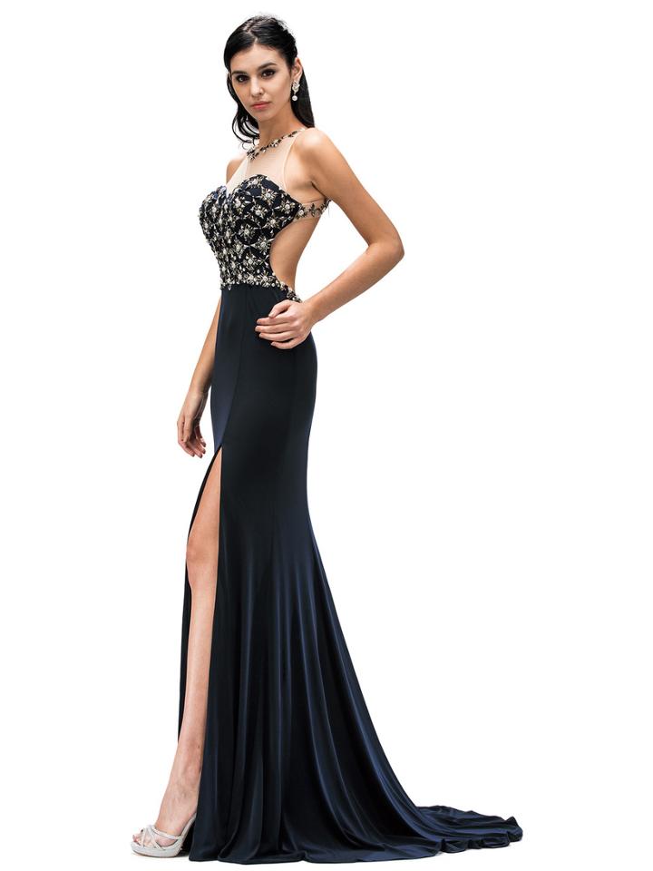 Gorgeous Mermaid Dress With Sheer Neckline And Open Back