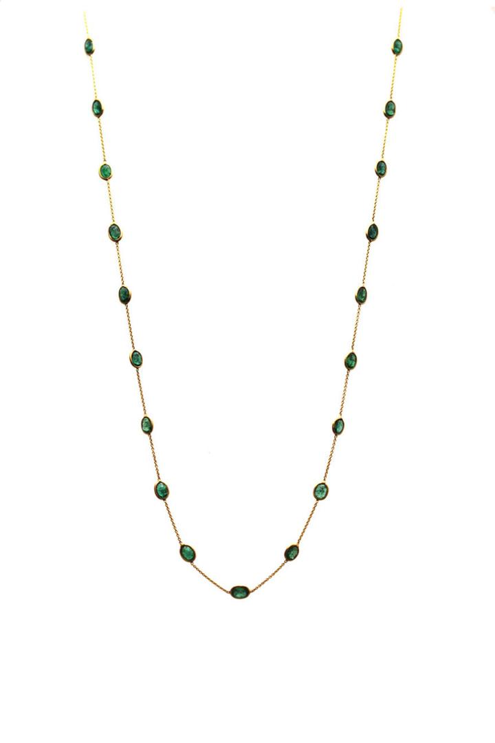 Tresor Collection - Emerald Oval Necklace In 18k Yellow Gold