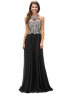 Vamp Jewel Embellished Halter Neck Chiffon A-line Dress