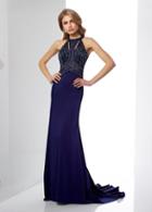 Social Occasions By Mon Cheri - 217837 Beaded Halter Dress With Train