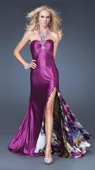 La Femme - Beaded Halter Strap Sweetheart A-line Dress 16110
