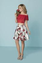 Tiffany Homecoming - 27190 Two-piece Off-shoulder Floral Satin Short Dress