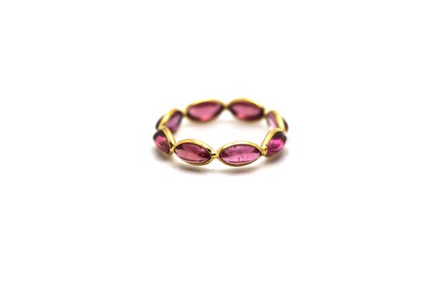Tresor Collection - Pink Tourmaline Marquise Ring Band In 18k Yellow Gold