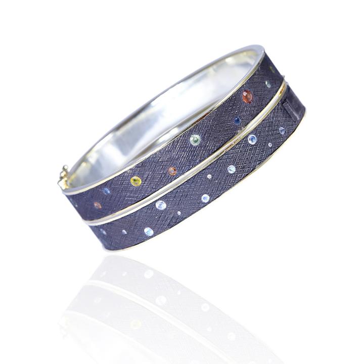 Nina Nguyen Jewelry - Crosshatch Gold & Oxidized Bangle