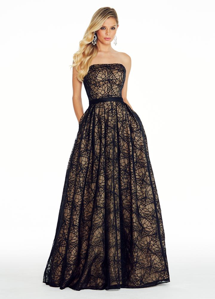 Ashley Lauren - 1322 Embroidered Straight Across Neck Ballgown