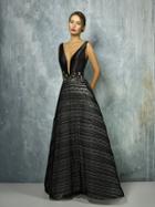 Beside Couture By Gemy - Bc1282 Deep V-neck Lace A-line Dress