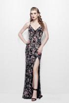 Primavera Couture - 3073 Beaded V-neck Sheath Dress With Slit