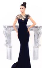 Tarik Ediz - 93323 Embellished Cap Sleeved Sheath Gown