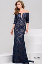 Jovani - Fitted Long Gown In Deep V-neckline 28131