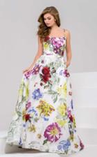 Jovani - 40646 Sleeveless Floral Printed A Line Dress