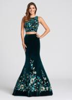 Ellie Wilde - Ew118118 Two Piece Metallic Lace Velvet Dress