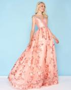Mac Duggal - 66329h Crystal Collared Floral Embroidered A-line Gown