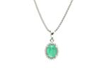 Tresor Collection - 18k White Gold Pendant With Emerald & White Sapphire