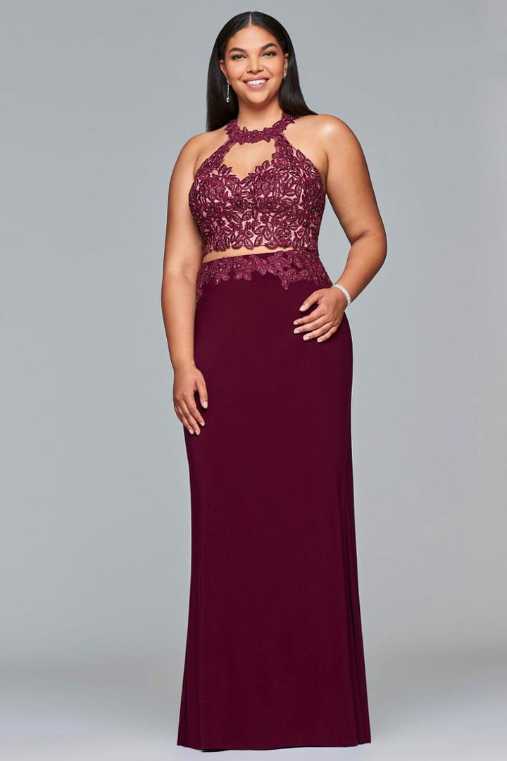 Faviana - 9427 Embroidered Two Piece Haler Gown