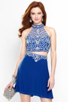 Alyce Paris B'dazzle - 46548 Short Dress In Blue-iridescent Silver