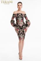 Terani Couture - 1823c7072 Renaissance Tapestry Off-shoulder Dress