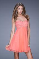 La Femme - 20633 Lace Chiffon A-line Dress