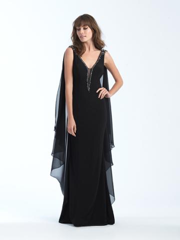 Madison James - 18-741 Jeweled Deep V-neck Chiffon Sheath Dress