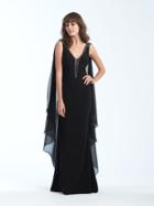 Madison James - 18-741 Jeweled Deep V-neck Chiffon Sheath Dress