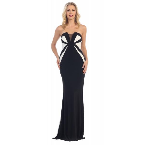 Long Strapless Evening Dress