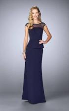 La Femme - 23112 Beaded Bateau Jersey Evening Gown