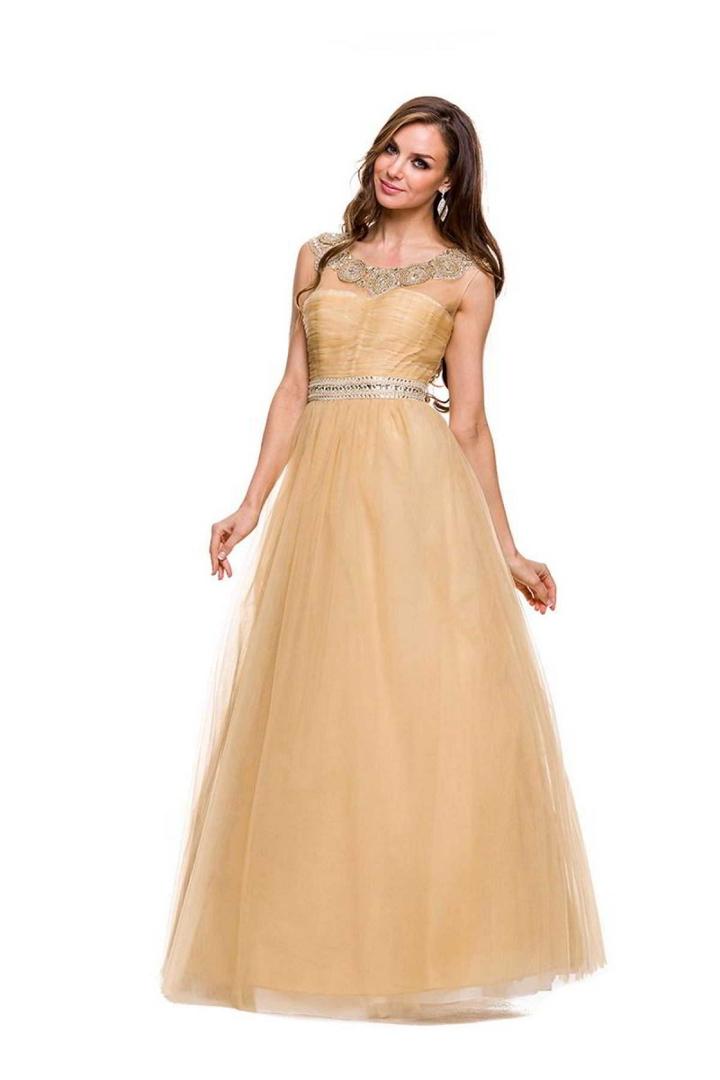 Nox Anabel - 3129 Embellished Bateau A-line Dress