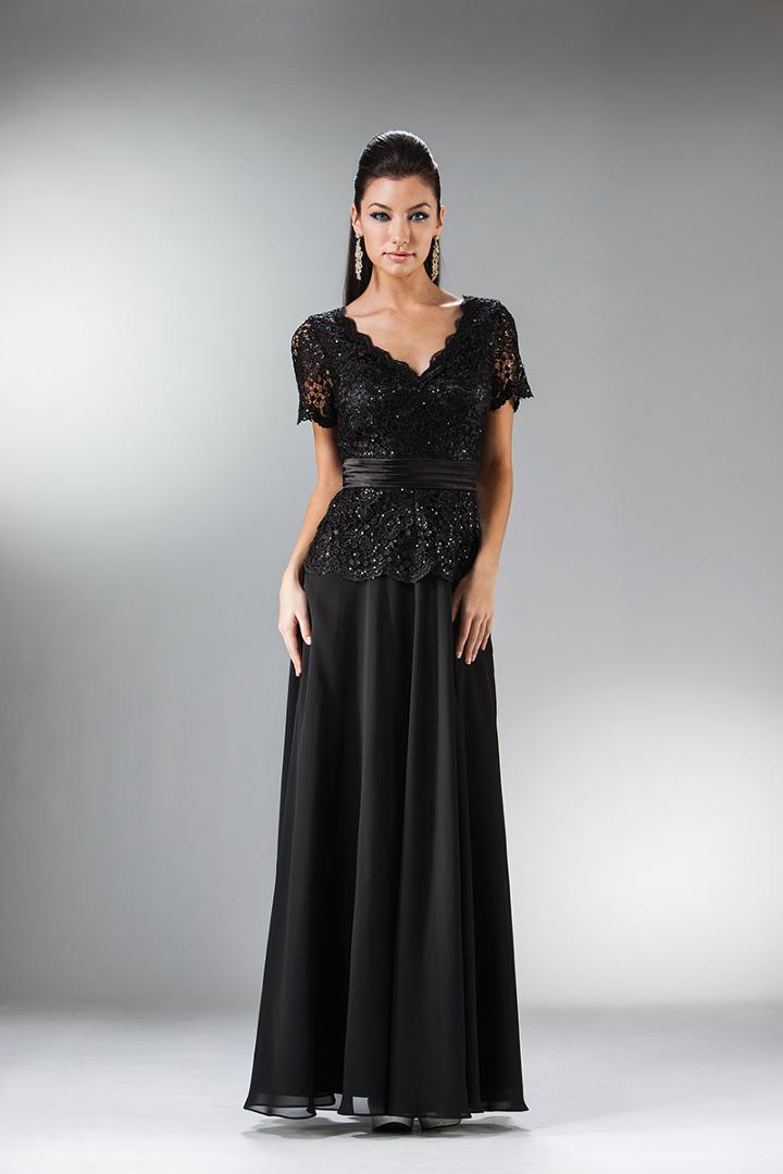 Cinderella Divine - Embellished Lace Scalloped V-neck Dress