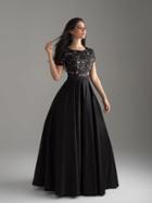 Madison James - 18-804m Beaded Lace Jewel Mikado Ballgown