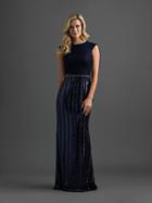 Madison James - 18-806m Lace And Sequined Jewel Satin Sheath Dress