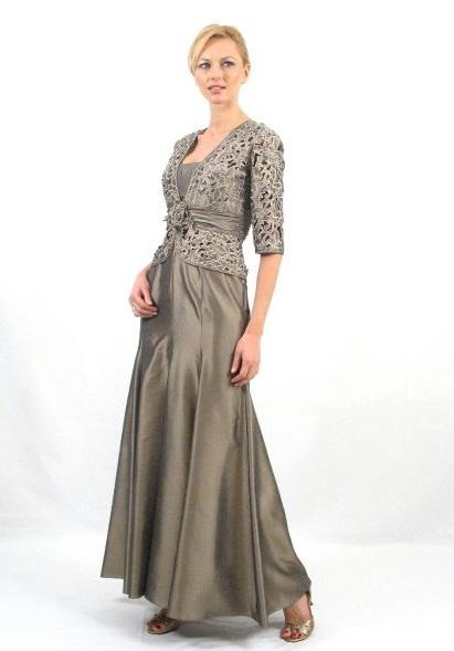 Daymor Couture - Straight Floral Long Dress With Jacket 1016