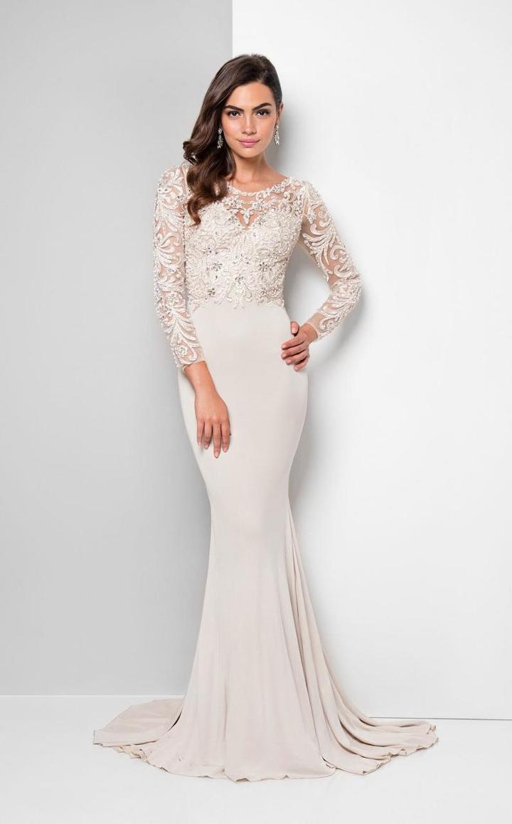 Terani Couture - Embroidered Illusion Bateau Dress 1712m3434w