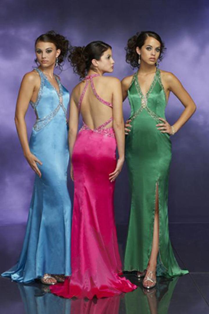 Tiffany Homecoming - 2783 Bejeweled Plunging Halter Long Gown
