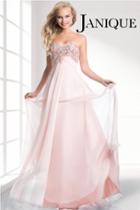 Janique - Strapless Bejeweled Sweertheart Ruched Bodice With Chiffon Skirt W326