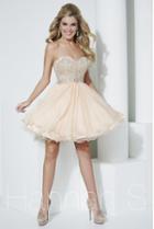Hannah S - Strapless Embellished Lace A-line Cocktail Dress 27966