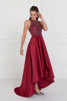 Elizabeth K - Gl1501 Jewel Embellished Mikado High Low Dress