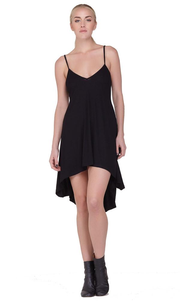 Again Collection - Trinity Super Soft Spagetti Strap Dress In Black