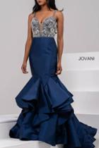 Jovani - Crystal Embellished Plunging Sweetheart Mermaid Gown 32355